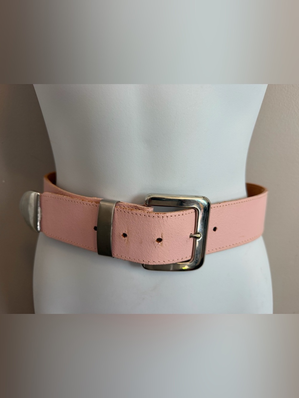 Michel-Gerard Pink Leather Belt Silver Hardware Western Petite Small S